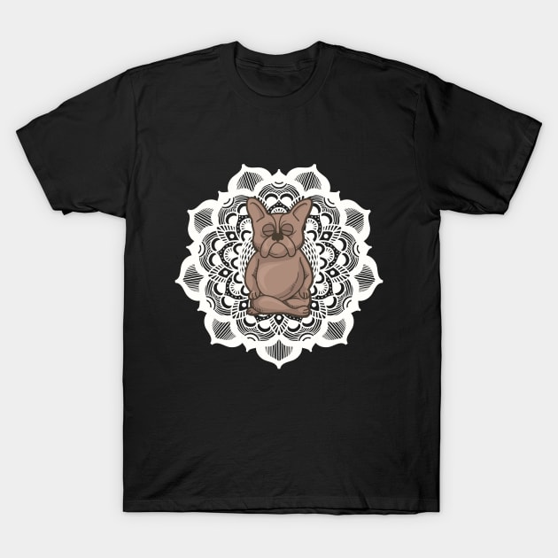 French Bulldog Mediation Graphic Mandala Dog T-Shirt by UNDERGROUNDROOTS